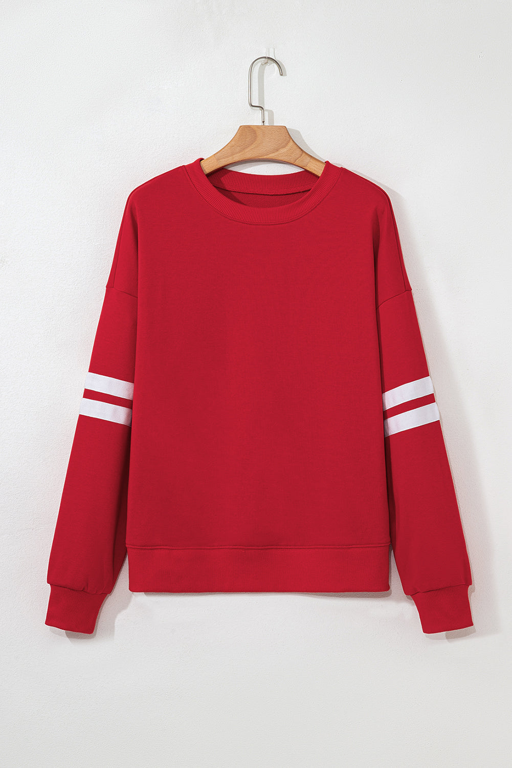 Preppy Striped Sleeve Loose Sweatshirt
