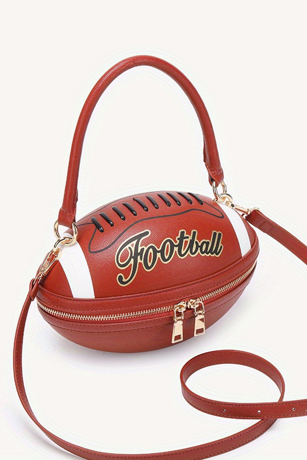 Chestnut PU Leather Football Shape Crossbody Bag
