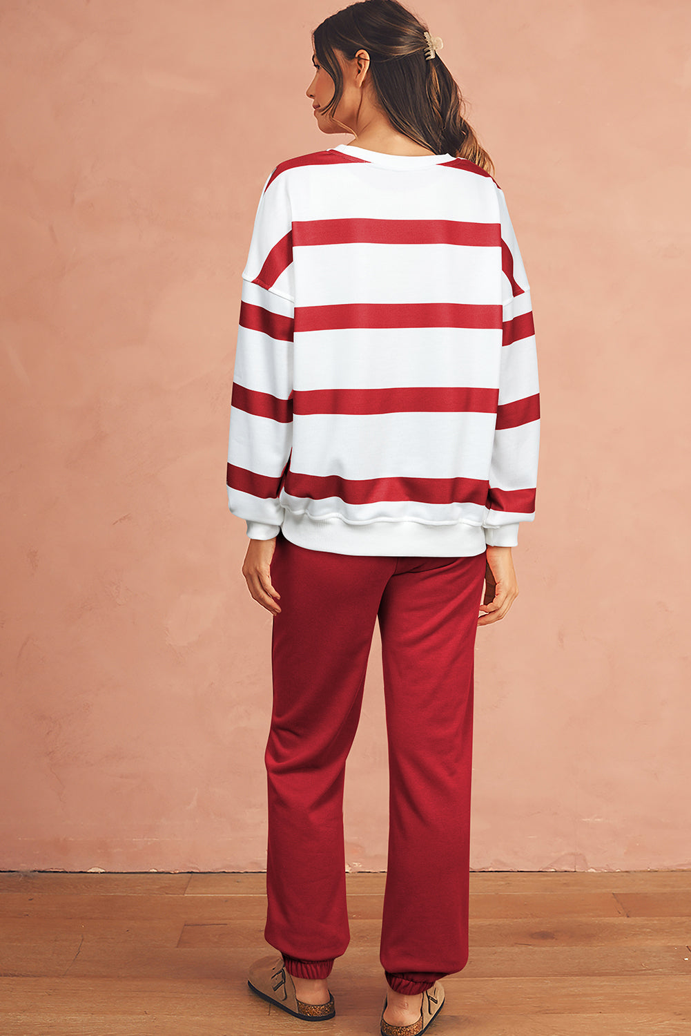 Beatrice, Striped Drop Shoulder Pullover and Joggers Set