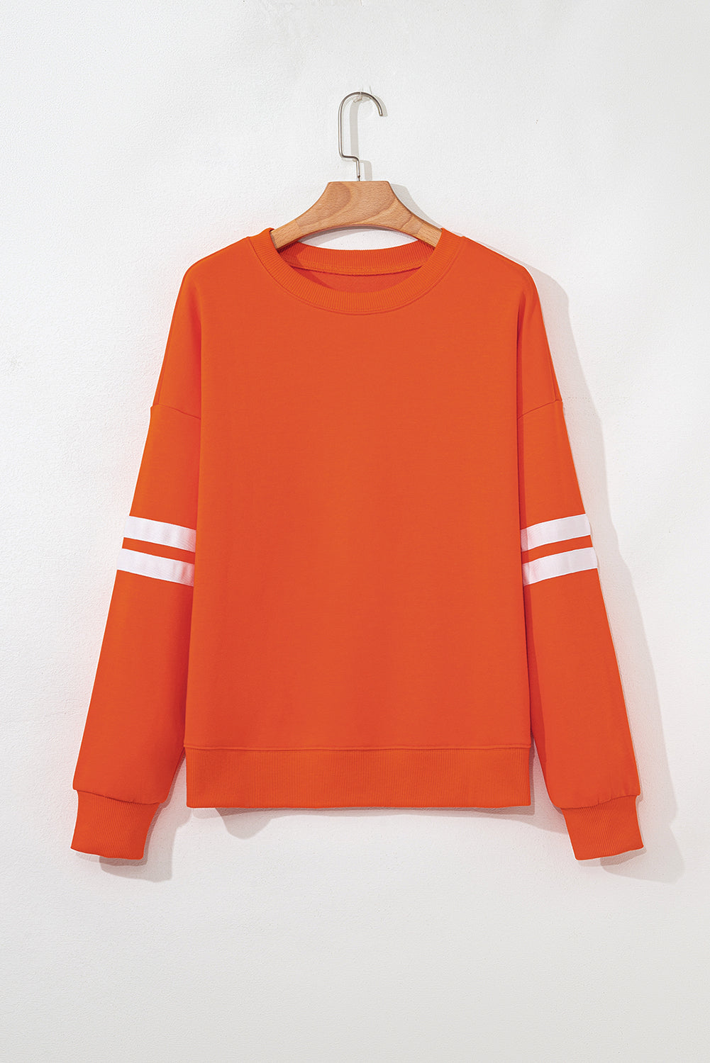 Preppy Striped Sleeve Loose Sweatshirt