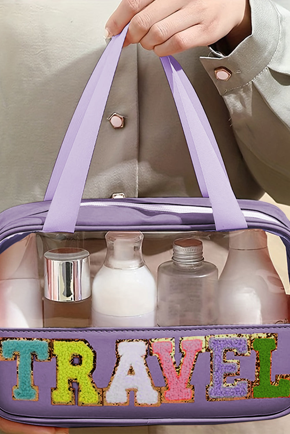 TRAVEL Chenille Clear Makeup Bag