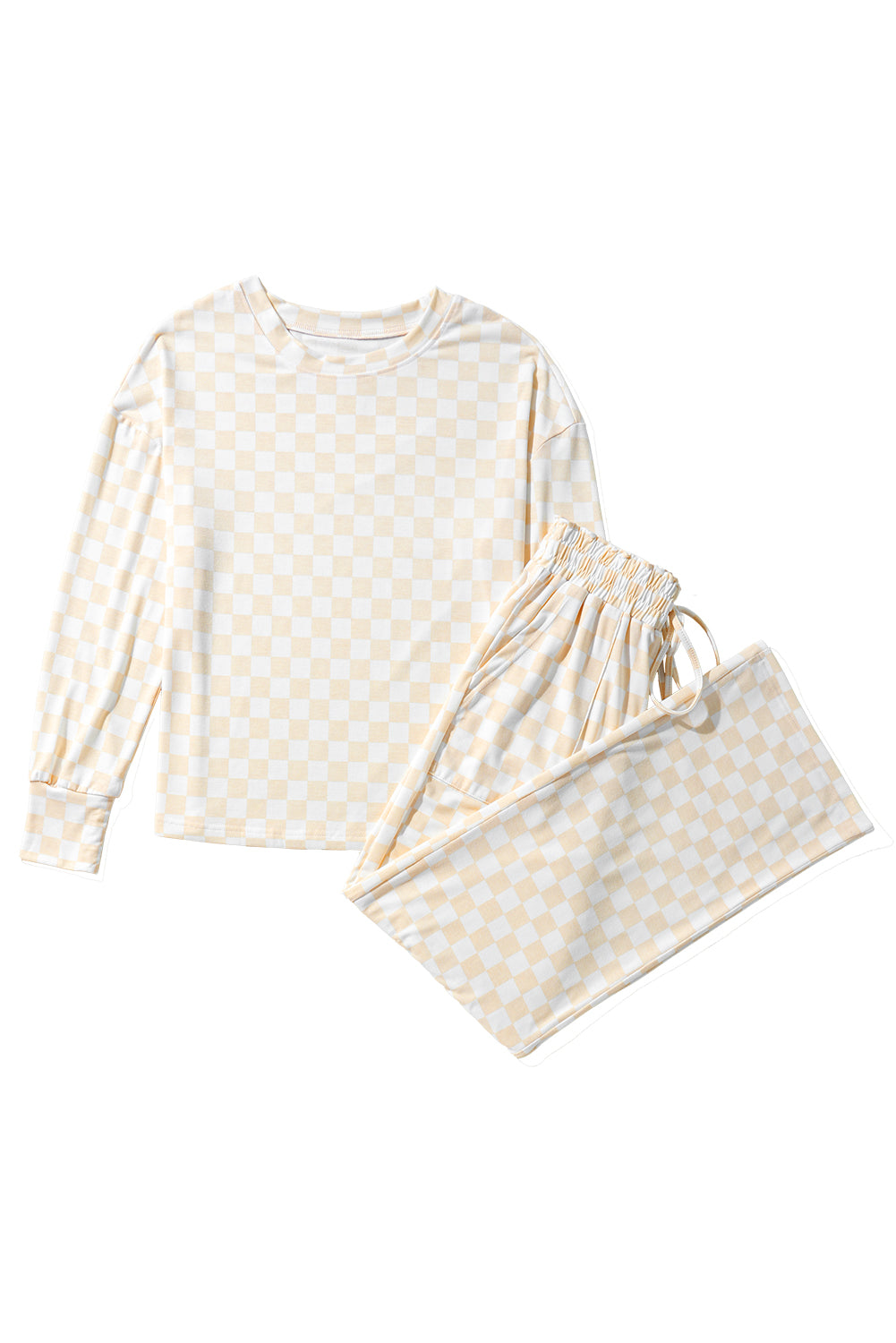 Ella, Checkered Print Long Sleeve Loose Fit Pajama Set