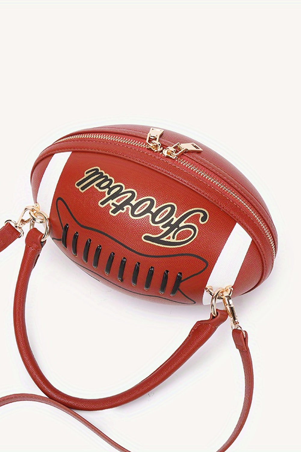 Chestnut PU Leather Football Shape Crossbody Bag