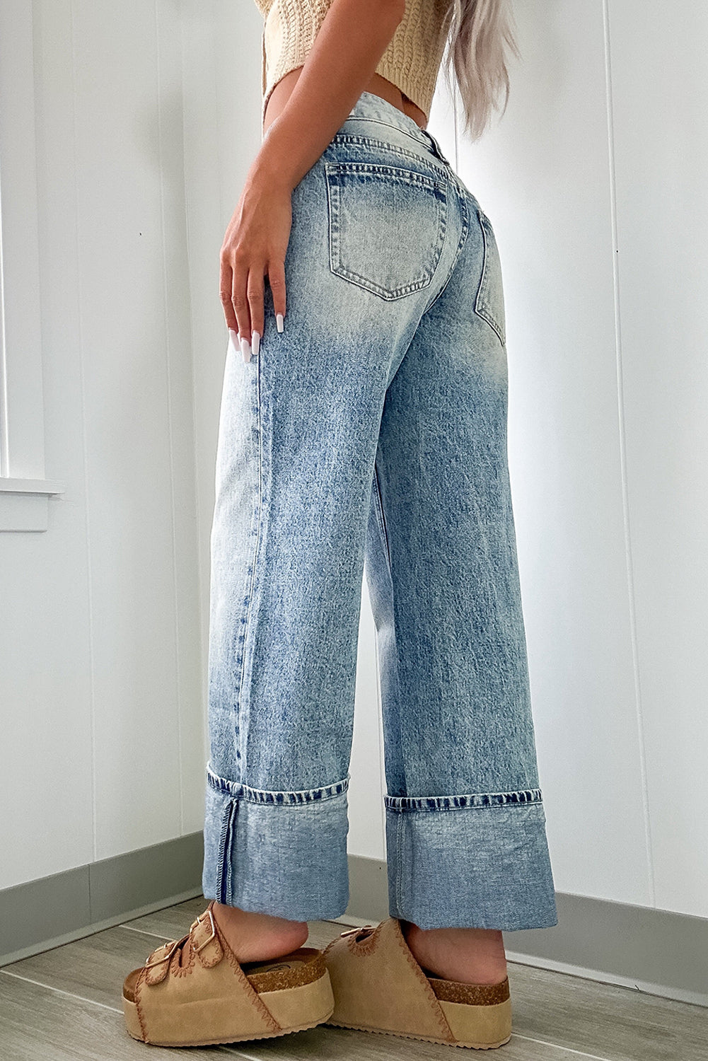 Harlow, High Rise Button Zip Washed Jeans