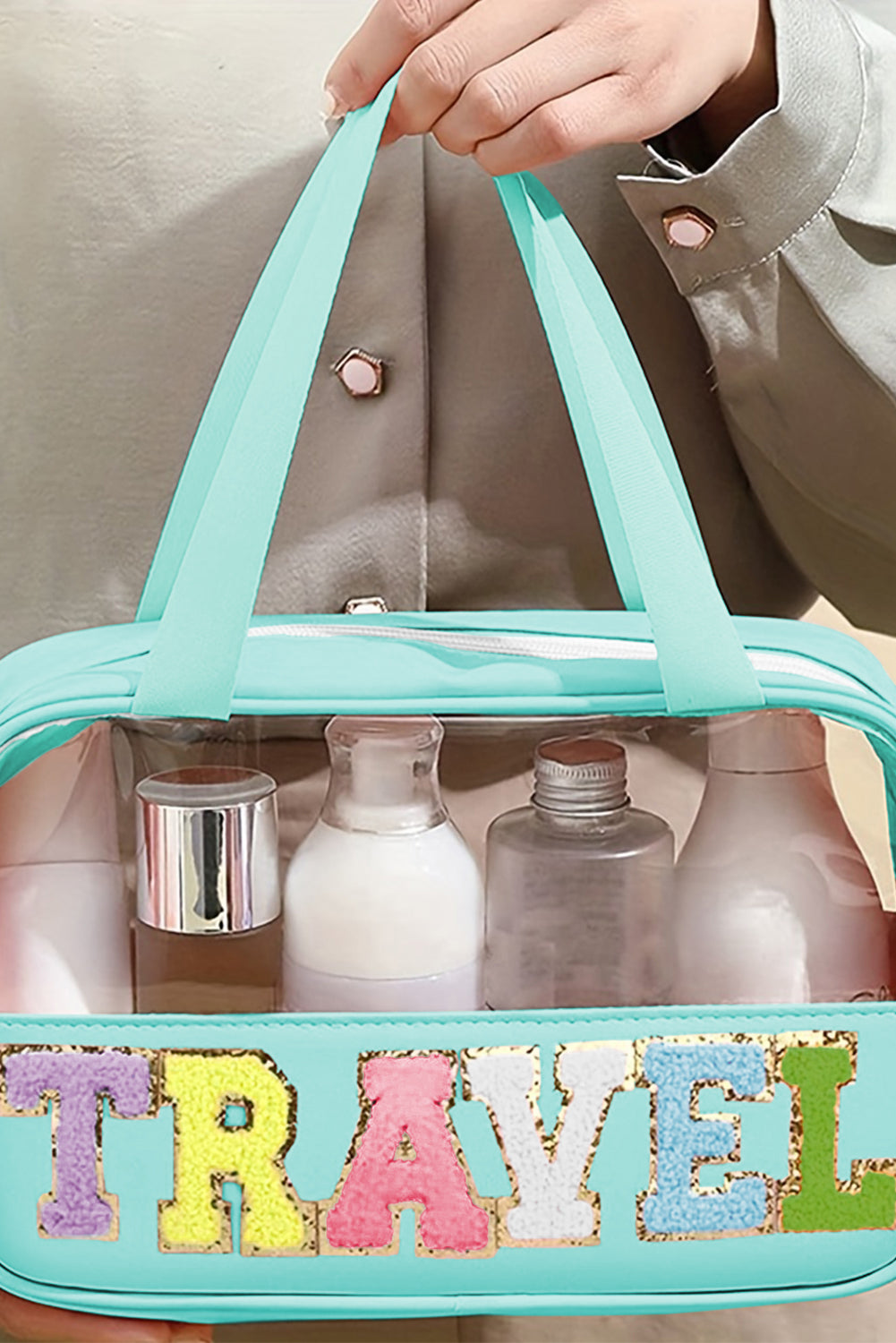 TRAVEL Chenille Clear Makeup Bag