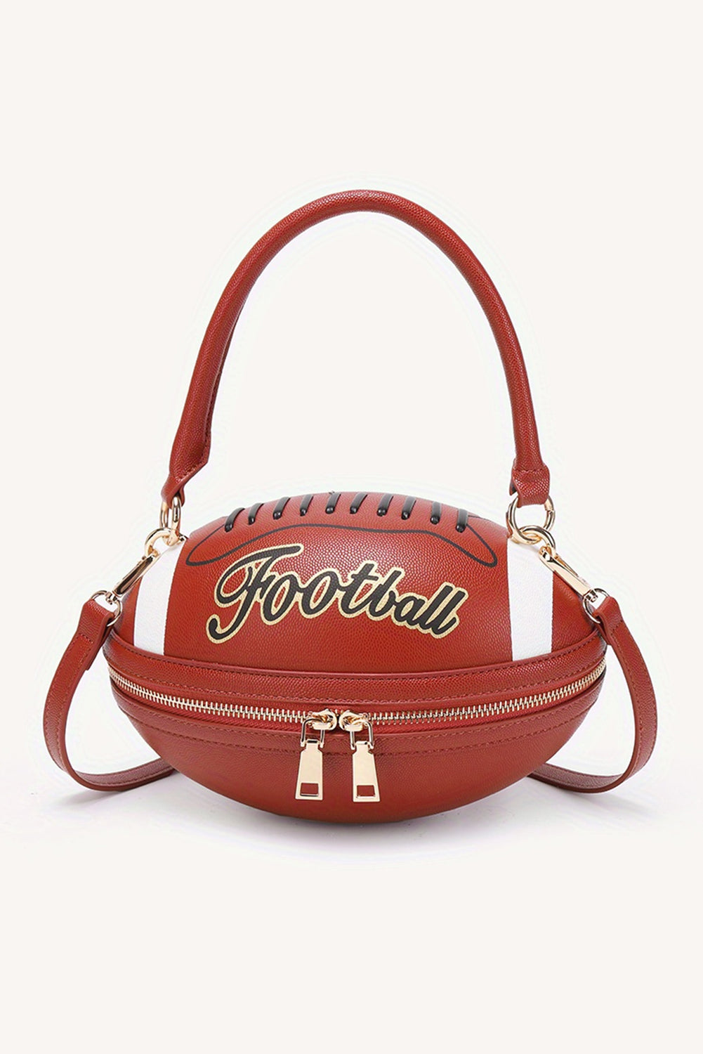 Chestnut PU Leather Football Shape Crossbody Bag