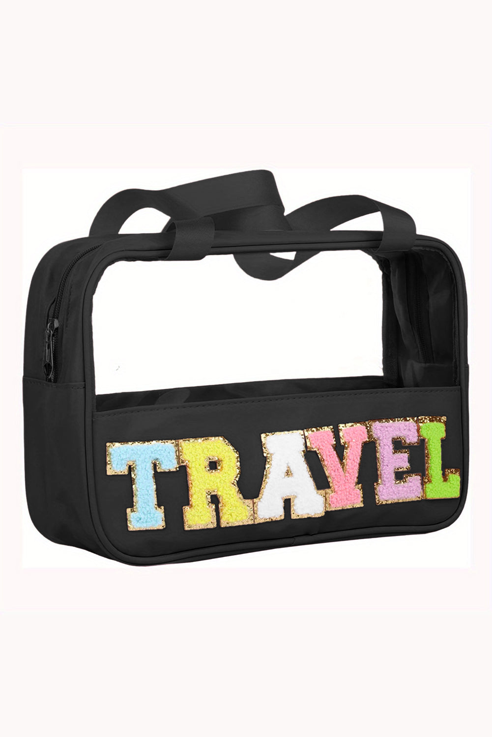TRAVEL Chenille Clear Makeup Bag