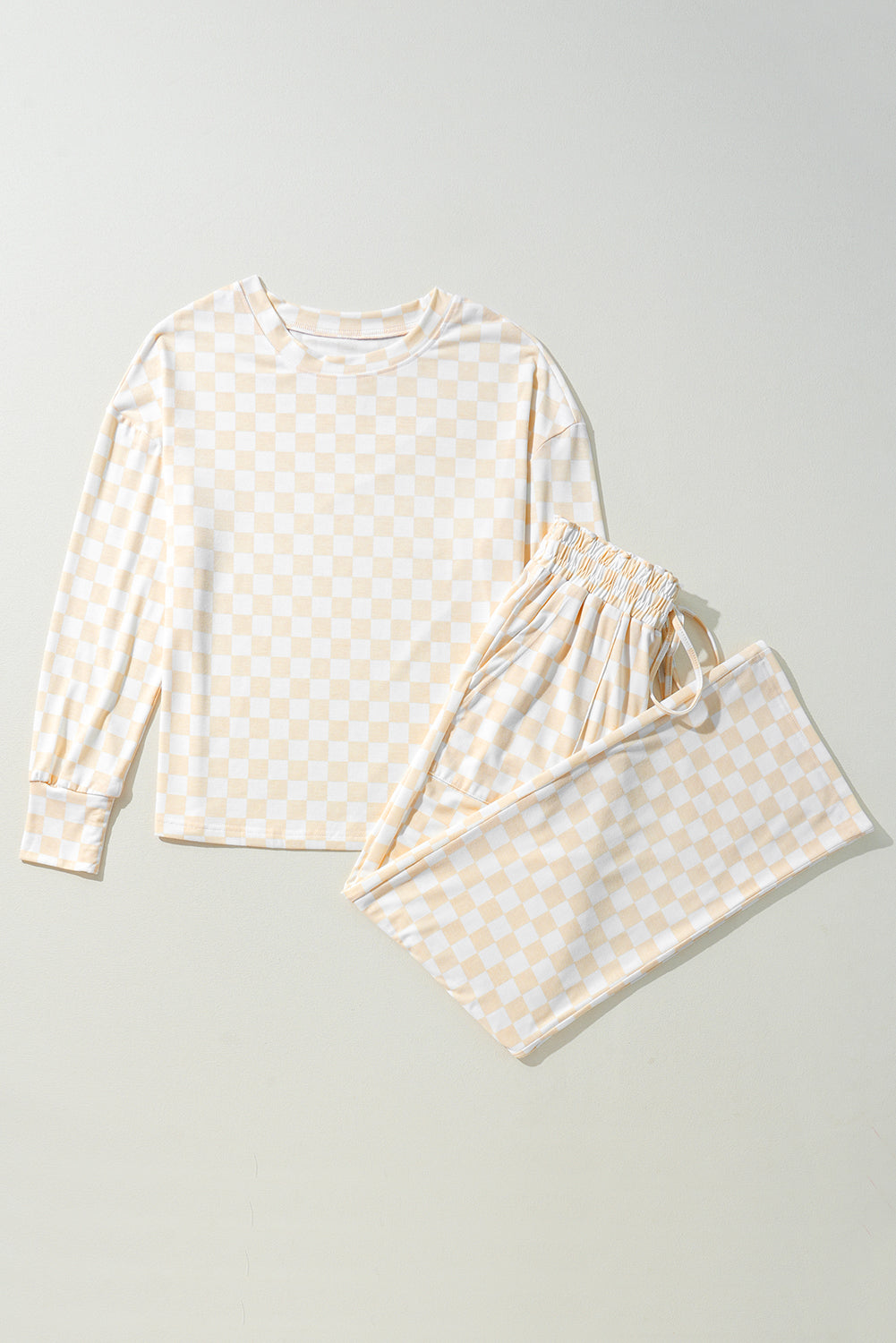 Ella, Checkered Print Long Sleeve Loose Fit Pajama Set
