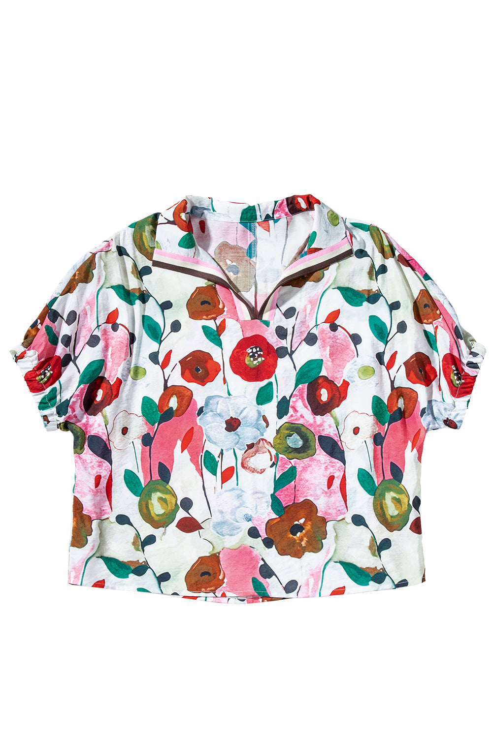 Courtney, V-Neck Floral Print Boho Blouse