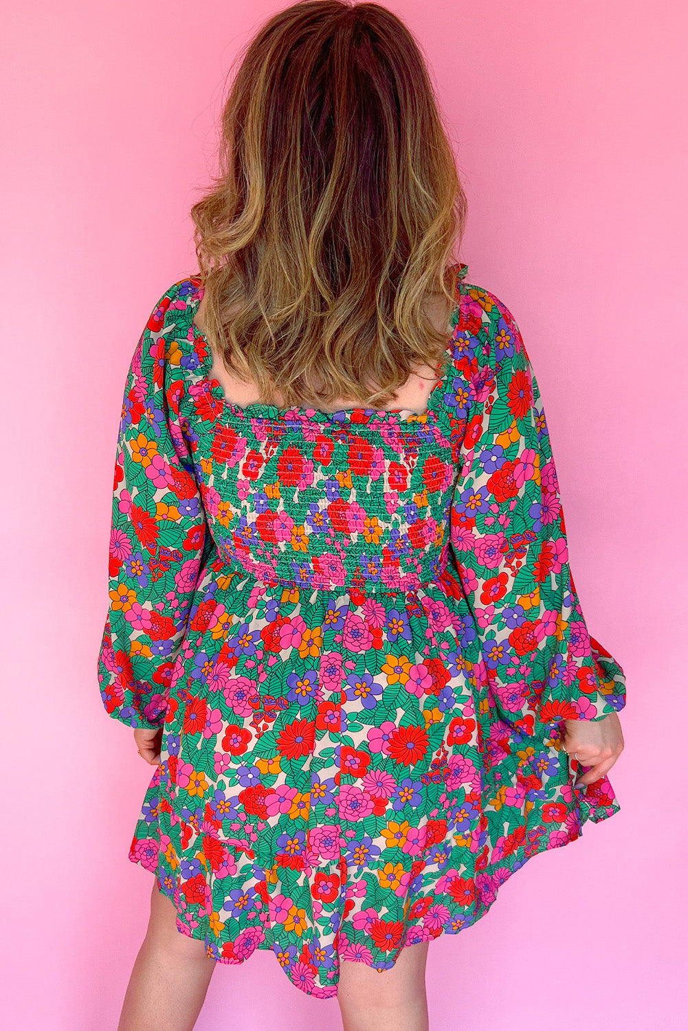 Zoe, Plus Size Floral Shirred Mini Dress