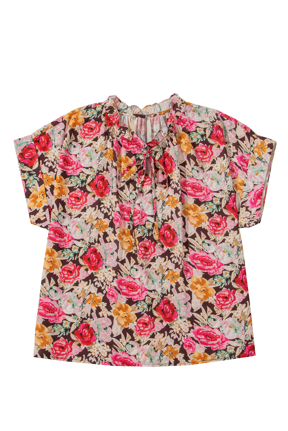 Kylie, Print Short Sleeve Boho Blouse