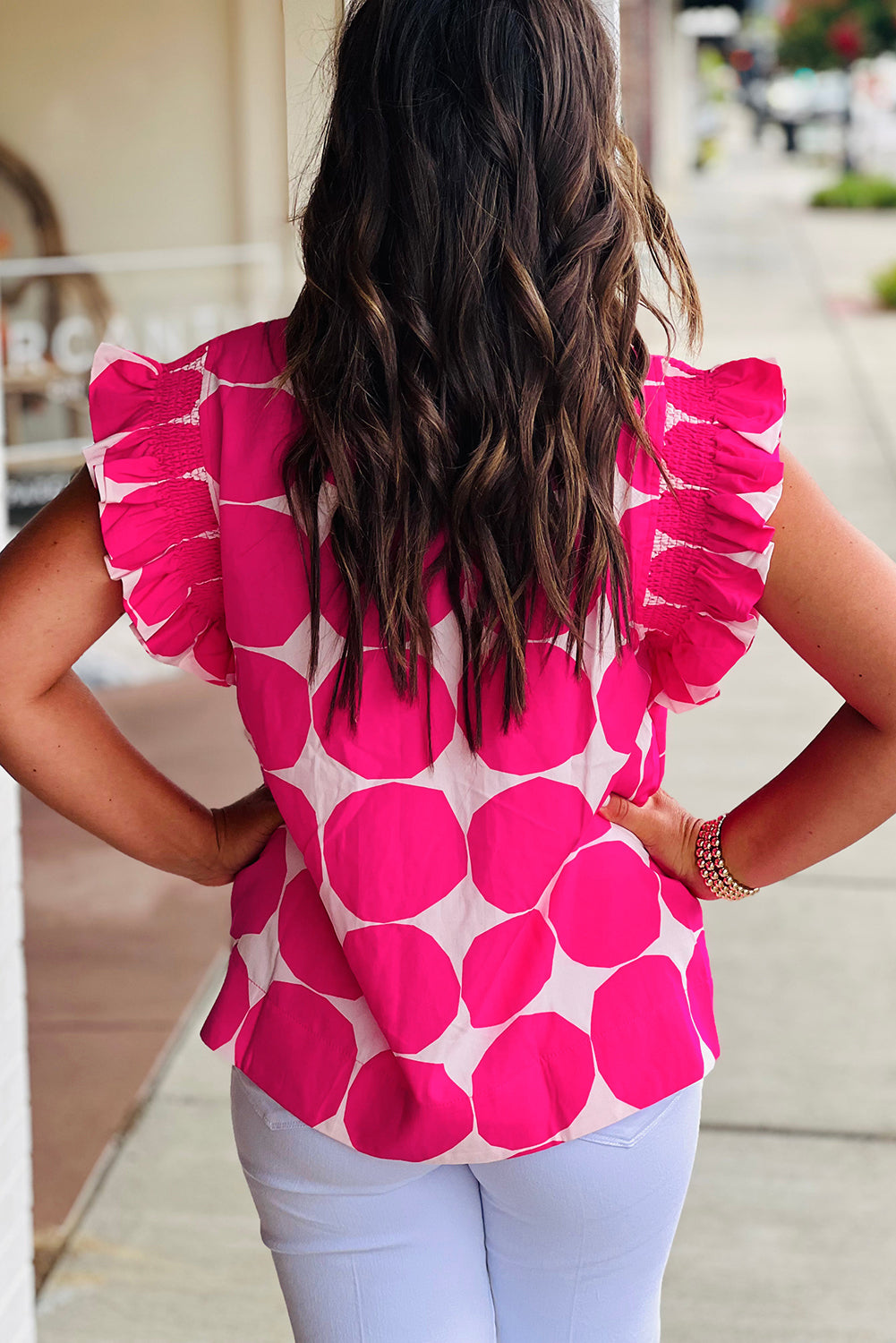 Finley, Polka Dot Flutter Sleeve Top