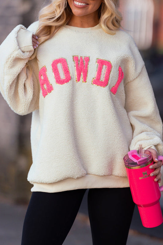 HOWDY Patched Pullover Sweatshirt