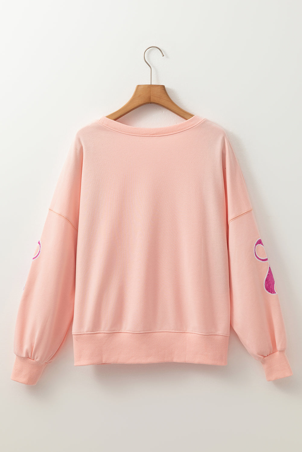 Sequin Bow Drop Shoulder Oversized Sweatshirt