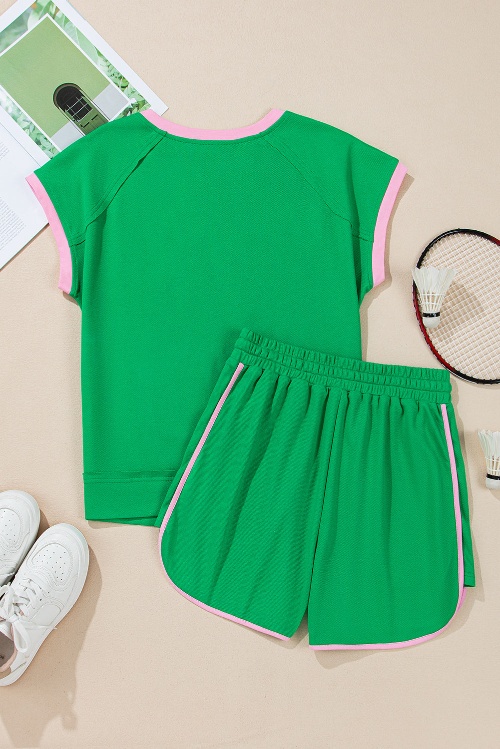 Emma, Bright Green Tee and Shorts Set