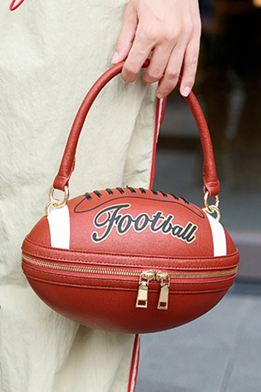Chestnut PU Leather Football Shape Crossbody Bag