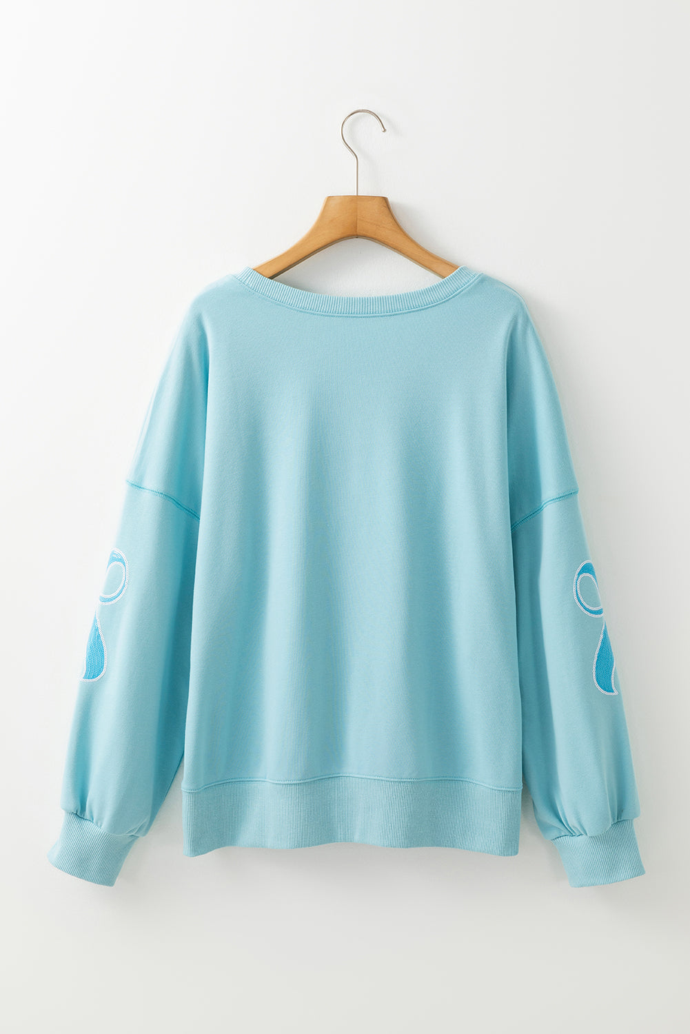 Sequin Bow Drop Shoulder Oversized Sweatshirt