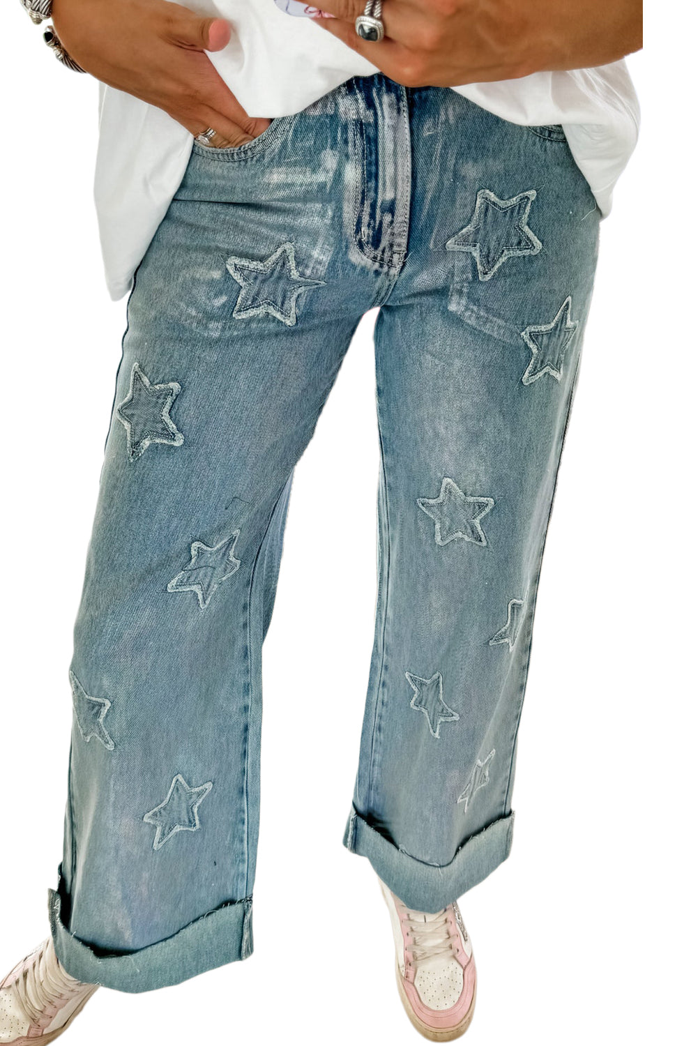 Daisy, Dusk Blue Star Straight Leg Loose Jeans