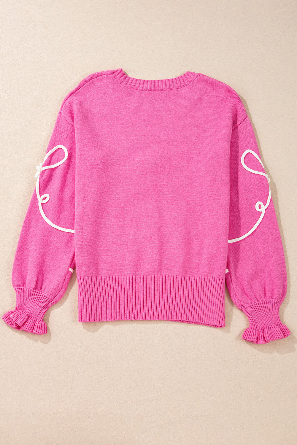 Anna, Bright Pink Sweet Bow Knit Sweater