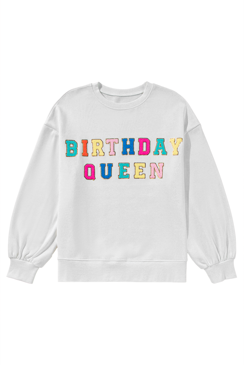 BIRTHDAY QUEEN Graphic Lantern Sleeve Sweatshirt