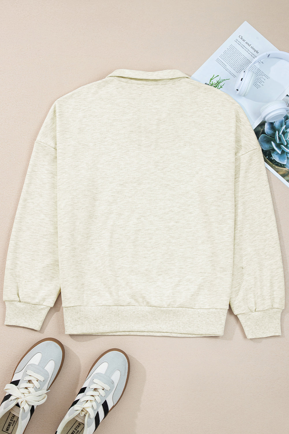 Pop of Color Collared Patchwork Pullover Sweatshirt