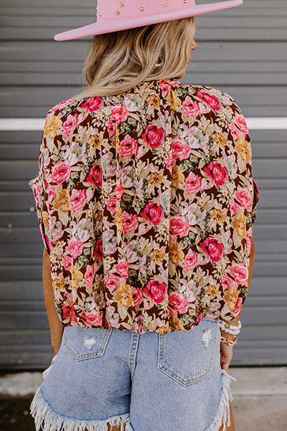 Kylie, Print Short Sleeve Boho Blouse