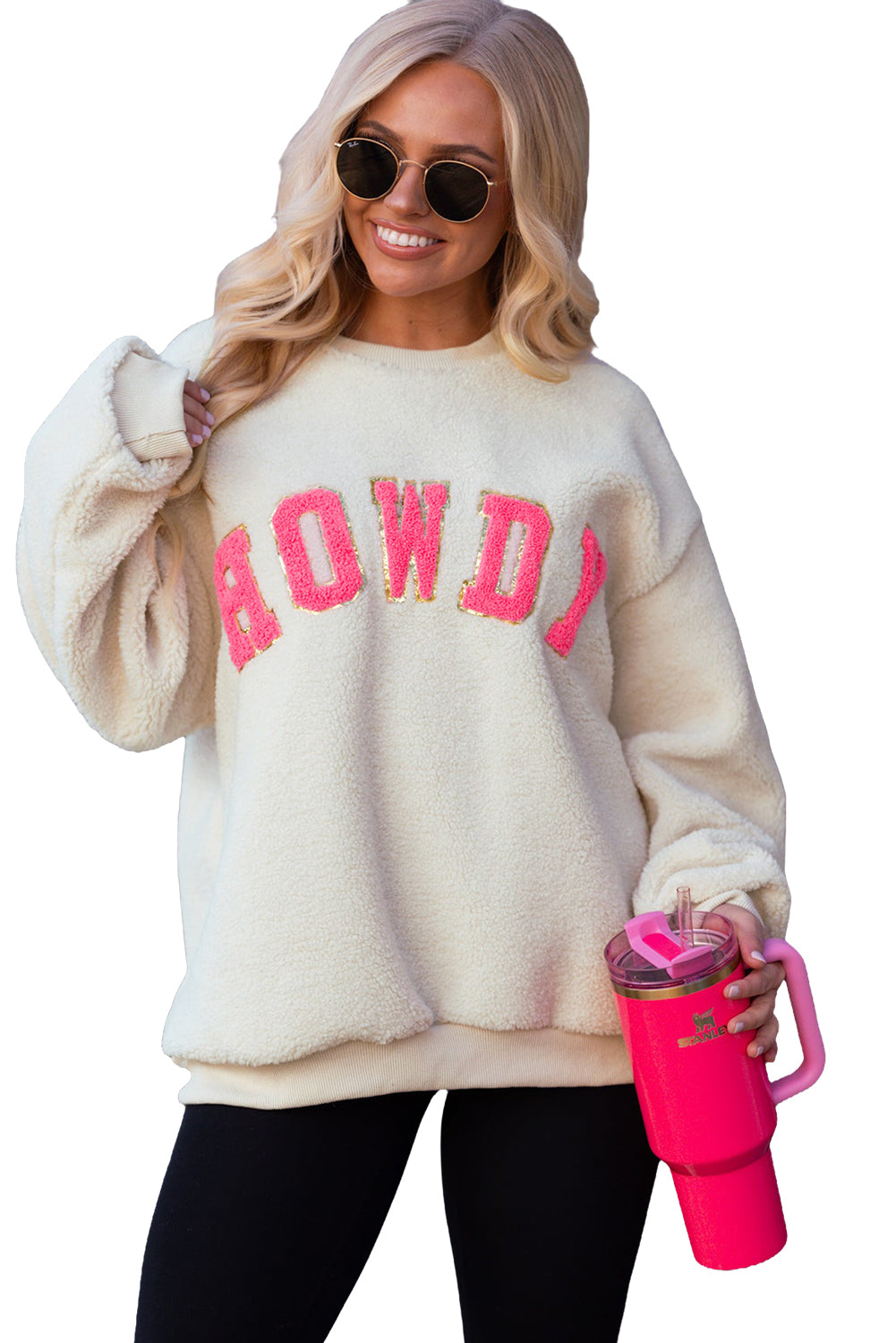 HOWDY Patched Pullover Sweatshirt