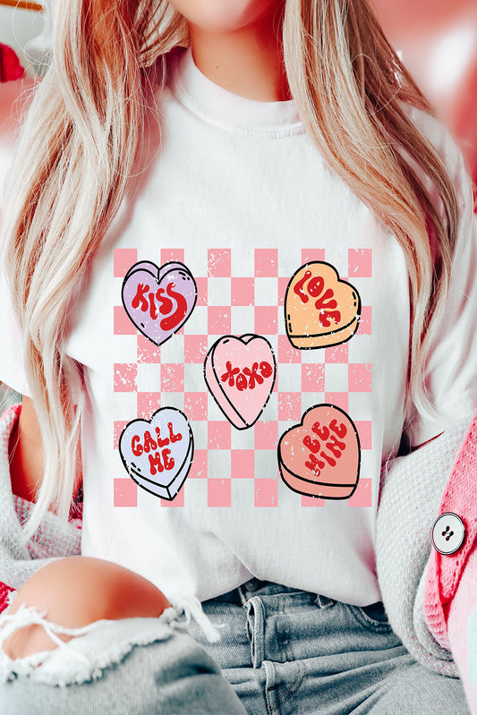 Valentines Heart Printed Crewneck T Shirt